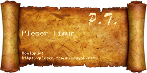 Pleser Timur névjegykártya